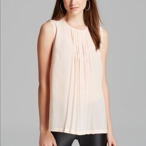 French Connection Polly Plain Pleats Blouse Pink Size XS